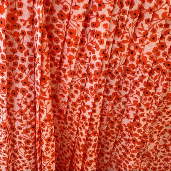 NWOT J.Crew Pleated Skirt in Red-Orange Floral - Picture 3 of 6
